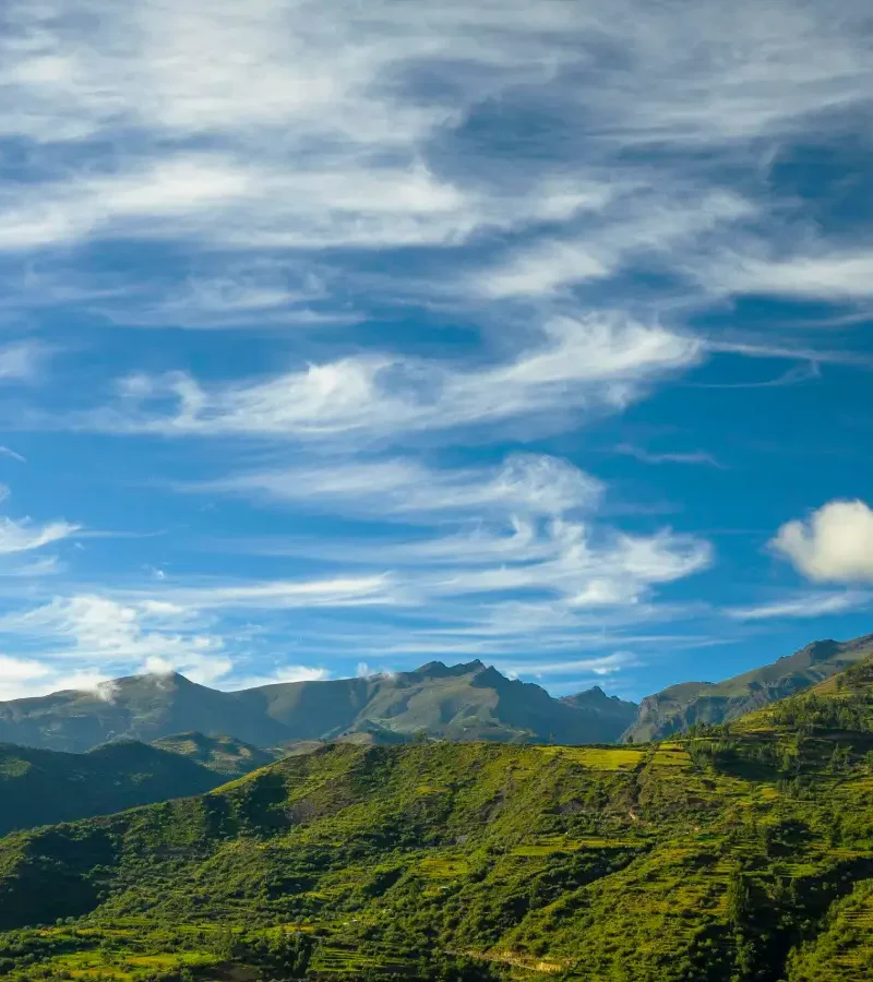 Green mountain landscape in Apurímac along the Choquequirao Royal Inca Trek 5 Days