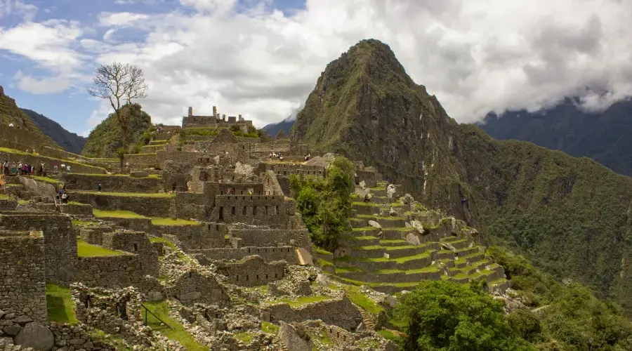 Classic view of Machu Picchu with Huayna Picchu mountain in the background