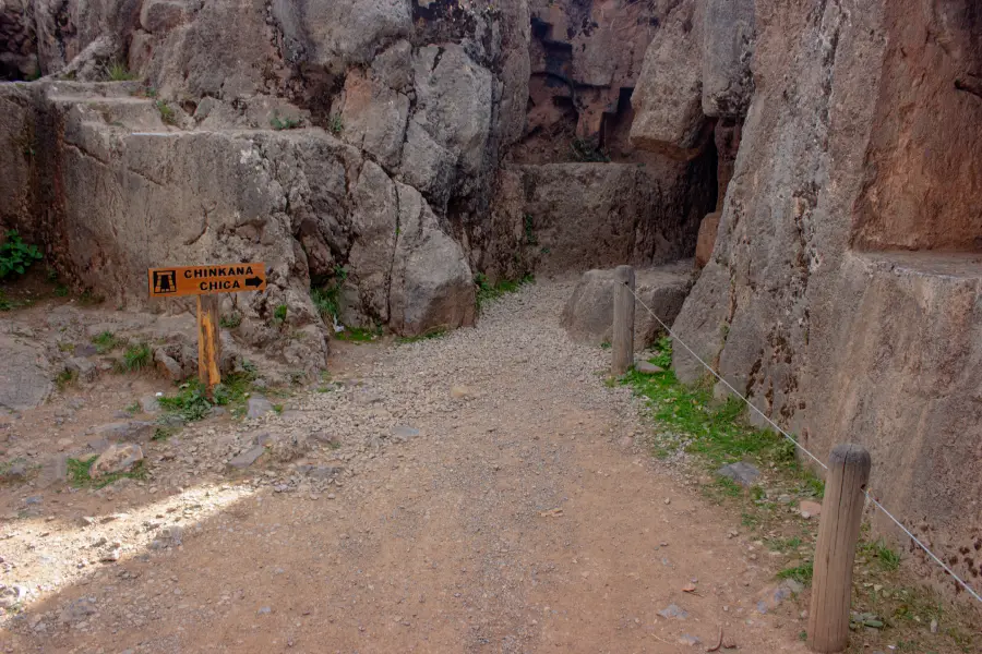 chinkana chica sacsayhuaman cusco Entrance to Chinkana Chica at Sacsayhuamán