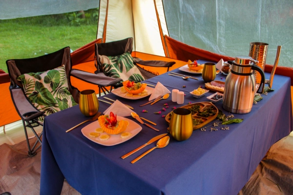 Energizing Breakfast at Camp Healthy breakfast served at a luxury camp in the Andes
