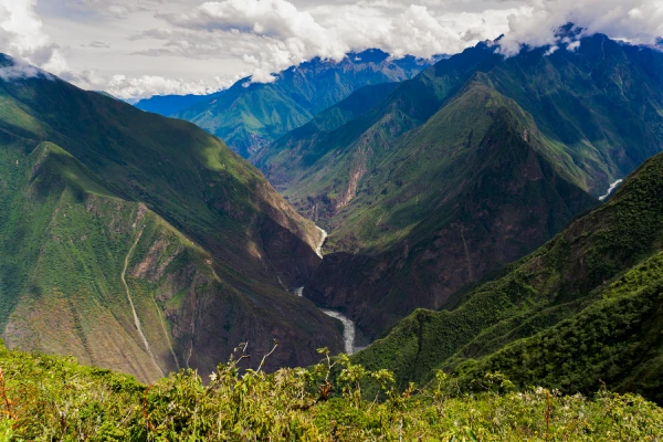 Panoramic view of the Apurímac Canyon and river surrounded by dramatic Andean mountains