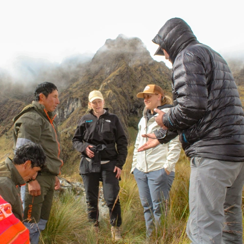 Andean Mountain Landscapes Travelers enjoying an Andean mountain landscape